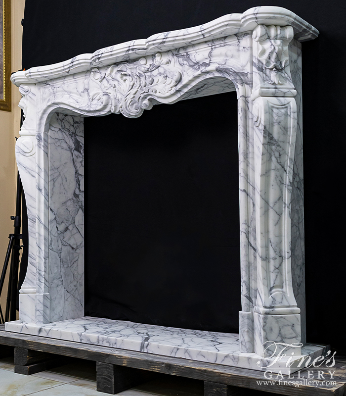 Marble Fireplaces  - Calacatta Marble Fireplace Mantel In Louis XVII Style - MFP-2409